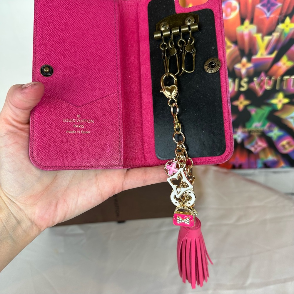 Louis Vuitton 4 key holder wallet with bag charm keychain CUSTOM - Picture 5 of 16